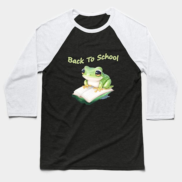 Back to school, Frog Reading books, Book Sticker, bookworm gift for reader,student gift, lover books Baseball T-Shirt by Collagedream